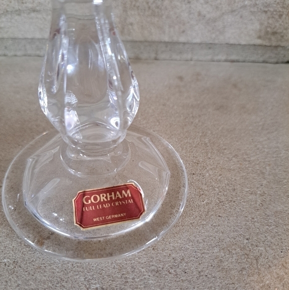 Vintage GORHAM Lead Crystal Tulip Candlestick Holders Pair 5.75" Tall Germany - Picture 2 of 6